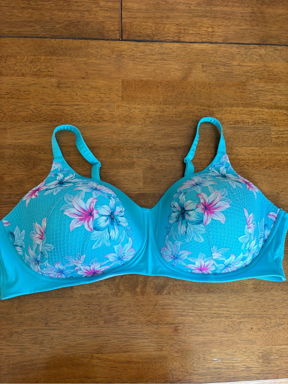 TORRID  Turquoise Bra Wireless Support Bra Floral Size 48D